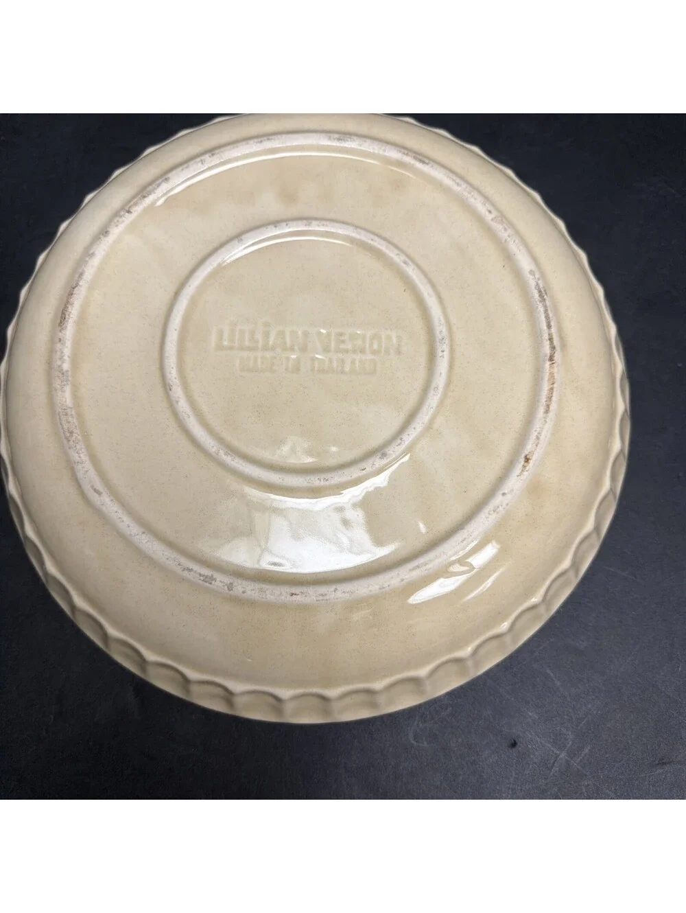 Vintage Lillian Vernon Pumpkin Pie Plate Pan Bottom Scalloped Edge Ceramic 11.25